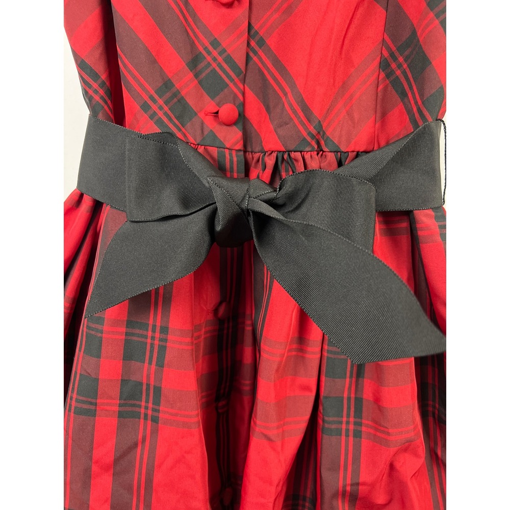 Polo Ralph Lauren Plaid Dress Girls 14 Red Black Tartan Holiday Fit Flare Bow - Picture 10 of 14